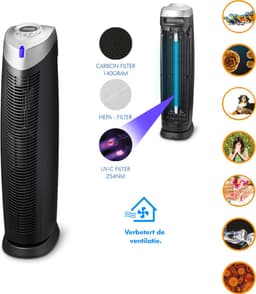 Progenion PR-940UV. Ventilatie Luchtreiniger met UV-C Technologie - HEPA H13 Filter - Actief Koolstoffilter - Ionisator - 7 Reinigingsstappen - Stille Werking - 5 Snelheden - Afstandsbediening — thumbnail 3