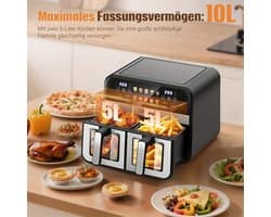 Airfryer – Friteuse – Heteluchtoven – Heteluchtfriteuse – Oven – 10,5L DualZone Met Dubbele Mand – 2600W Vermogen Met Touchscreen Bediening