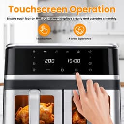 Seth Select XXL Airfryer 9 Liter – 2000W – Dubbele Luchtfriteuse met Kijkvenster – 12 Programma’s - Zwart — thumbnail 5