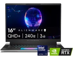 Alienware X16 R2 Gaming Laptop - 16 inch QHD+ 240Hz 3ms scherm, Intel Core Ultra 9-185H, 32GB LPDDR5X RAM, 1TB SSD, NVIDIA GeForce RTX 4080 12 GB GDDR6, Windows 11 Home, Onsite Service - Lunar Silver