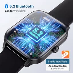 KIMO DIRECT Aurel Smartwatch - Smartwatch Dames & Heren - Stappenteller - Hartslagmeter - Bloeddrukmeter - Smartwatches - Android & iOS - Zwart — thumbnail 8