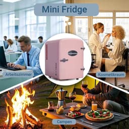 NETTLIFE Mini Koelkasten 4L - 12V/230V Auto Aansluiting - 25dB - Vrijstaand - Geschikt voor dranken cosmetica voedsel - Minikoelkast ideaal - voor in de auto - kamer - camping - kantoor - Roze — thumbnail 4