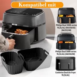 Airfryer accessoires voor Philips Dual Basket 3000/5000 Serie – 28 delig – geschikt voor 3L & 6L – BPA-vrij siliconen – 304 roestvrij staal – grillrek – spiezen – vaatwasserbestendig – inclusief muffinvormpjes — thumbnail 4