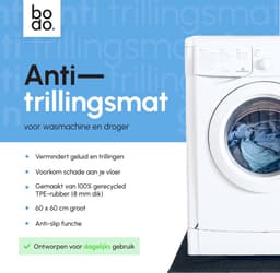 Bodo® - Stapelkit & Anti trillingsmat voor Wasmachine en Droger - Tussenstuk met Uitschuifbare Opberglade - Wit — thumbnail 2