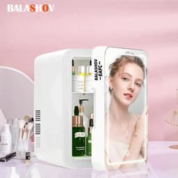 Cherrys Finds - Mini Koelkast - Beauty Koelkast - Make-up koelkast - Koelkast voor onderweg - 4L - Cosmetische opslag - LED spiegel - Draagbare koelkast - Cosmetica koeling - Camping - Tafelmodel — thumbnail 2