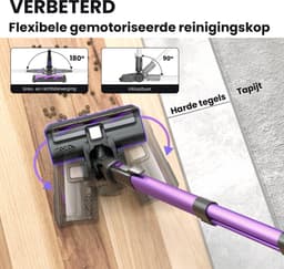 Grenintol V870 Steelstofzuiger - Snoerloze Stofzuiger met Accu - Draadloos Steelstofzuiger - 60000Pa Krachtige Zuigkracht - 350W Borstelloze Motor - 1.6L Grote Stofbak - HEPA Filter - LED Verlichting - Voor Dierenharen & Harde Vloeren - Paars — thumbnail 10
