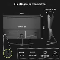 SAVI® Gaming Monitor 240hz - Gaming Monitor -Zwart - ‎‎20cm x 62cm x 46cm; 3.5kg — thumbnail 2