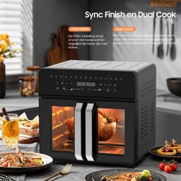 AIMASON AFTO-2301DT Airfryer 23L Dual Zone - XXL Airfryer met Franse Deuren - Heteluchtfriteuse Oven met Dubbele Kamer - 15 Programma's - 2200 W - 12 Accessoires - Verwijderbare Tussenwand voor Kookruimte - 50-200°C — thumbnail 2