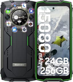 Blackview BV9300 Pro - Robuuste Smartphone - 24GB RAM - 256GB - 15080mAh - 120Hz 6.7" FHD - Dual 4G LTE - 64MP+32MP - IP68 Waterdicht - 1.32" Achterkant Dsiplay - NFC - GPS - Groen — thumbnail 1