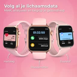 Nuvance Smartwatch Heren & Dames met Bluetooth - 45mm - Geschikt voor alle Smartphones - Stappenteller & Hartslagmeter - Roze — thumbnail 9