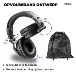 DJ koptelefoon - Vonyx HDX50BK - Over ear koptelefoon - Voor beginnende DJ’s - Met opbergtas - Zwart — thumbnail 6