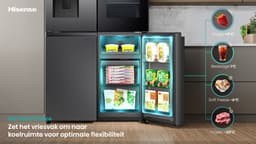 Hisense RQ600P7SKE - Amerikaanse koelkast - Energielabel E - PureView Door - 6,86" Intelligent Hub touchscreen display - Water- & ijsdispenser - Metal Tech Cooling - No Frost - Zwart - Multi-Air Flow - Super Cool - Fast Freeze - 37dB (A) - 615 Liter — thumbnail 18