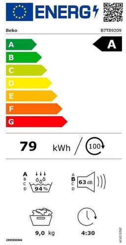 Beko B7T89209 | Warmtepompdroger | 9 kg | A label | Taaldisplay Duits — thumbnail 2