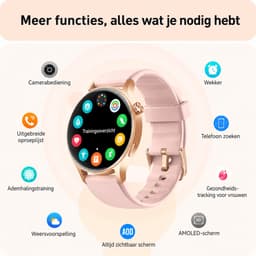 Smartwatch Dames - Bluetooth Bellen - 1.43'' AMOLED Ultra Clear Display - Ultradun Design - Hartslag, Slaap & SpO2 Monitor - Geschikt voor iPhone, Samsung & Android - 100+ Sportmodi - IP65 Spatwaterdicht – 2 Bandjes — thumbnail 10