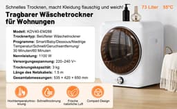 Re-purelife® mini wasdroger 3 kg met 8 programma's - compacte luchtafvoerdroger van staal en ABS - wandmontage mogelijk met dubbel filter en NTC-sensor - modern design - wit - 53,5 × 42 × 65 cm — thumbnail 20