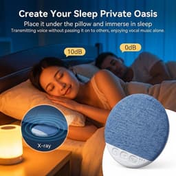 Ultradunne Bluetooth-kussenspeaker – Mini draagbare speaker voor onder het kussen – Draadloos slaapapparaat met witte ruis en timer – Met beengeleiding – Geschikt voor zijslapers – Biedt intieme stereo voor volwassenen en kinderen – Blauw — thumbnail 8
