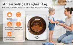 Wasdroger 3kg – 65dB – 8 programma's – NTC sensor – voor kleine huishoudens – 53,5x42x65 cm – 1 stuks – wit — thumbnail 12