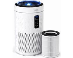 Blanc Square Luchtreiniger Pro - Air Purifier - HEPA 13 + Koolstoffilter - 400m³/h 90m² met UV-Desinfectie - Slaapkamer, Woonkamer, Kantoor – Tegen Allergie, Pollen, Geurtjes - Luchtkwaliteitindicator - Clean Air Slaapstand