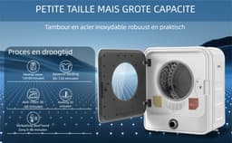 Wäschetrockner 3,0 kg – 830 W – 62 dB – 5 programma's – wandmontage – compact – voor wasruimtes – 49,5x43,5x59,5 cm – 1 st – wit — thumbnail 12