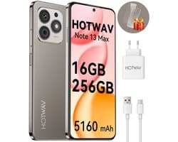 HOTWAV Note 13 Max mobiele telefoon senioren - Smartphone - 256GB - Goud - mobiele telefoon zonder abonnement - 2 jaar garantie - Met Transparante Hoes - 4G Dual SIM