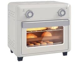 10L Mini Heteluchtoven & Airfryer, 1000W met Timer, voor Frituren, Grillen & Bakken, Vaatwasserbestendig, Crèmewit