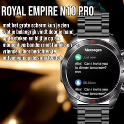 Royal Empire Amoled PRO Smartwatch - Smartwatch Heren - Stappenteller - Bloeddrukmeter - Hartslagmeter - Slaapmonitor - Multisport - 46MM - Geschikt voor alle Smartphones - Kleur Zilver — thumbnail 7