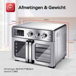 TurboTronic AFD32 Airfryer XXL en Oven – 12 Kookprogramma's – Vrijstaande Mini Oven – Instelbaar van 25 tot 230°C - 32L - Zilver — thumbnail 10