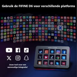 FIFINE - D6 - Mixer - RGB Studio Controller - 15 LCD Aanpasbare Toetsen - Podcast / Streaming / Gaming - Inclusief Gratis Software - Zwart — thumbnail 4