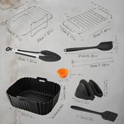 Dutchers® 18 delige Airfryer Accesoires Set - Dubbele Heteluchtfriteuse - Geschikt voor Dual Airfryers van Princess, Inventum, Ninja Foodi AF300 AF400 AF451 - Inclusief Airfryer Siliconen Bakje — thumbnail 5