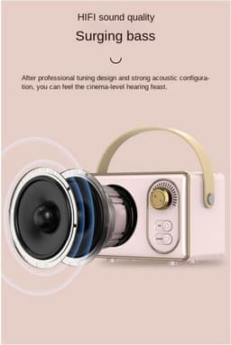 Hoogwaardige Retro Bluetooth speake - Bluetooth speaker - met Ultra Lange Batterijduur - Groente — thumbnail 9