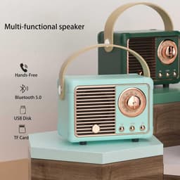 Retro bluetooth speaker - vintage decor - draagbare draadloze bluetooth speaker - lichtblauw — thumbnail 3