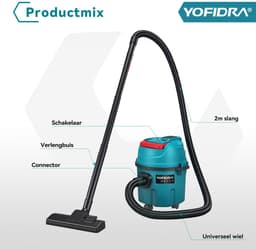 Yofidra Stofzuiger - Draadloze stofzuiger - 35Kpa - 800W - 10 l inhoud - met 2x Accu’s - Accu Steelstofzuiger - voor Tapijt, Dierenharen en Harde Vloeren — thumbnail 12