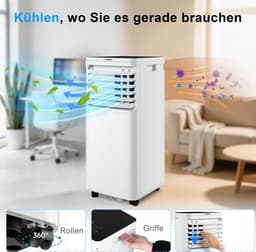NETTLIFE Mobiele Airco 3-in-1 | 9000 BTU | Met Afvoerslang | Afstandsbediening LED Display Timer Wielen & Draaggreep | Voor Ruimtes Tot 25 m² — thumbnail 7