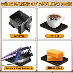 Heißluftfritteuse accessoires Gescht voor Ninja, Philips en COSORI, 2 stuks hittebestendige onderlaag siliconen voor universele Airfryer-mand, 16 x 11 cm verbrandingswerende siliconen tafelmat (Zwart-2) — thumbnail 6
