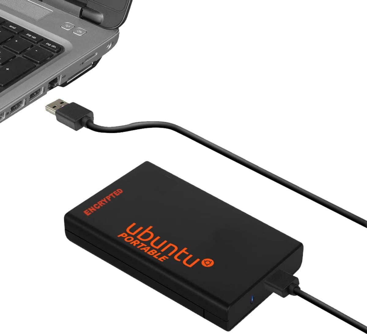 Draagbare externe SSD sata met Ubuntu 26.04 voorgeïnstalleerd versleuteld (Encrypted) voor externe dual-boot — afbeelding 1
