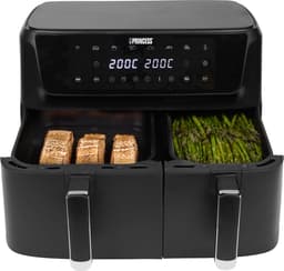 Princess 182470 Dubbele Airfryer - 6,5L + 4,5L inhoud - 2700 W - XXL - 11 liter - 8 programma's - Dubbele heteluchtfriteuse - Digitaal bedieningspaneel - 80 tot 200 Graden — thumbnail 2