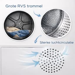 Exquisit TWP8080-010C - Wasdroger met C Label - Warmtepompdroger - 15 programma's - 8 Kilo - Allergie - Dons - 5 Jaar Garantie — thumbnail 5