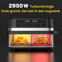 Dewelling XXL Dual Zone Heteluchtfriteuse DUAF-LR-100A 11L – 2950W Airfryer met Zichtvenster en Uitneembare Scheidingswand — thumbnail 9