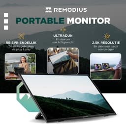 Remodius® Portable Monitor - 13 Inch 2K - Ultralicht en Superdun - Draagbare Monitor voor Laptop met Ingebouwde Kick-Stand - USB-C & Mini HDMI - Extra Tweede Scherm - Plug & Play — thumbnail 3