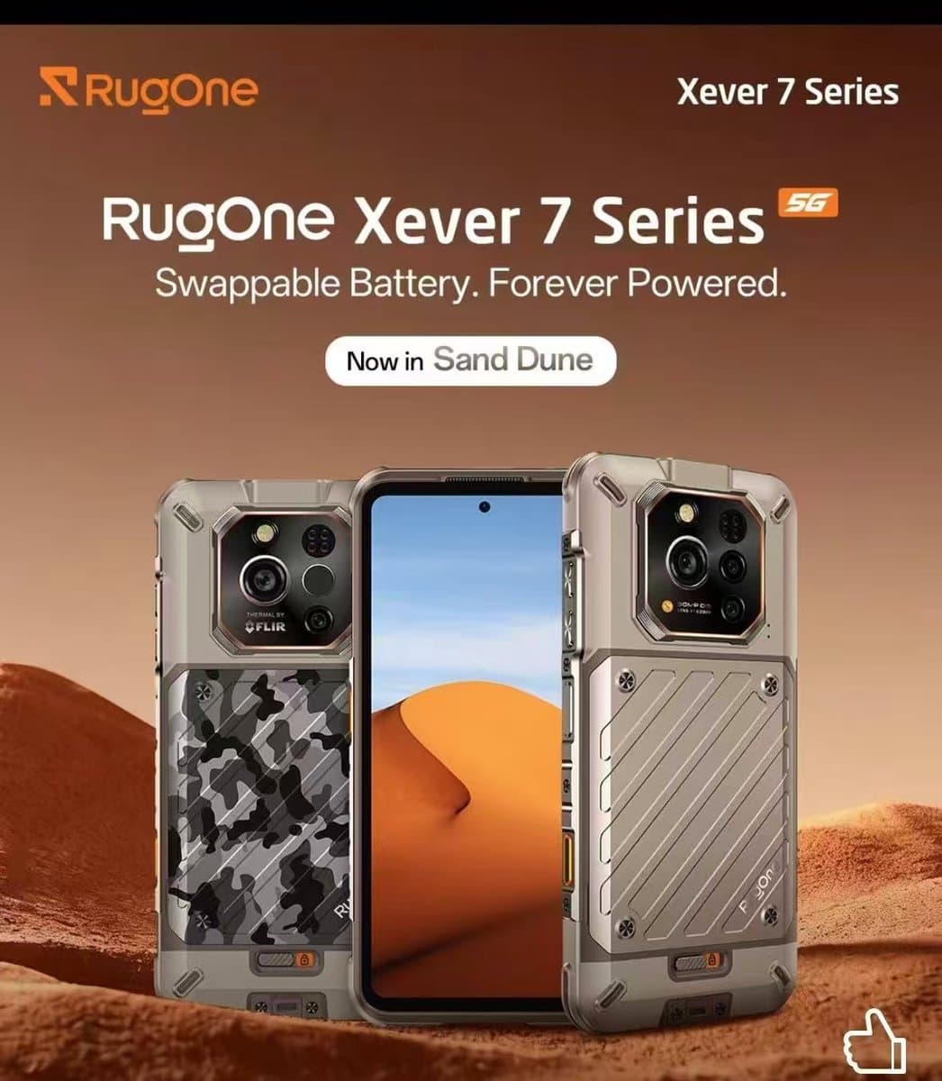 RugOne Xever 7 Pro 16,9 cm (6.67") Dual SIM Android 15 5G USB Type-C 12 GB 512 GB 5550 mAh Sand Dune — afbeelding 1