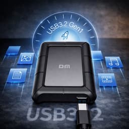 DM Externe harde schijf 500GB - USB-C - Stootvaste HDD voor professioneel gebruik - Zwart — thumbnail 3
