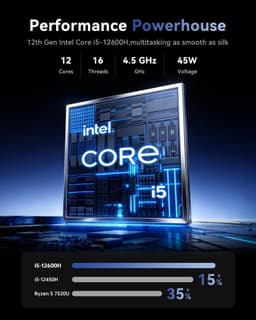 ACEMAGIC Gaming Laptop - 15,6 Zoll - Intel Core i5-12600H-Prozessor (tot 4,5 GHz) - 16 GB RAM DDR4 - 512 GB/4TB SSD - WiFi 6 - Type C - Window 11 Pro - Grijs — thumbnail 3