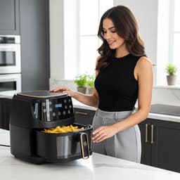 AG5100 Airfryer XXL Premium Zwart – 5,5L Hete Luchtfriteuse – Digitaal Display – 8 Programma’s – Anti-aanbak – Vaatwasserbestendig – Extreem Stil – Gezond Koken Zonder Olie – Inclusief Receptenboek — thumbnail 3