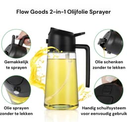 Flow Goods 2-in-1 Olijfolie Sprayer – Crème - Olijfolie Fles met Giet- en Sprayfunctie - Navulbaar Olie Glas – 470 ML – Cooking Spray - BBQ Accesoires – Airfryer — thumbnail 4