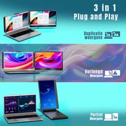 SVN®Professionele Portable Monitor Pro 2024 - Full HD - 13” / 16,5” Tri-Screen - Laptop Scherm Uitbreider - Zwart - ‎36cm x 21cm x 4cm — thumbnail 7