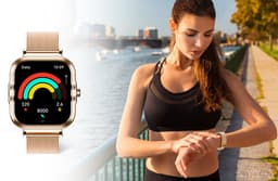 AMOLED-smartwatch voor dames - Nieuw voor 2025 - 1,75-inch fitnesshorloge met telefoonfunctionaliteit - Twee bandjes - Volledig touchscreen - Vierkant ontwerp - Stijlvol sporthorloge voor dames - Compatibel met Android 4.4+ / iOS 10.0+. — thumbnail 5