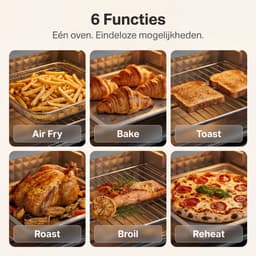Safecourt 6-in-1 Airfyer oven - 100% PFAS-vrij - 6 programma’s - 80 tot 230 graden - Airfryer, bakken, roosteren, toasten, grillen & opwarmen - Beige — thumbnail 5