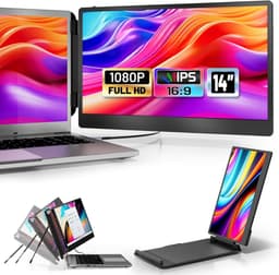 SAVI® Professionele Portable Monitor Pro 2024 - Full HD - 13” / 16,5” Tri-Screen - Laptop Scherm Uitbreider - Zwart - ‎36cm x 21cm x 4cm — thumbnail 1