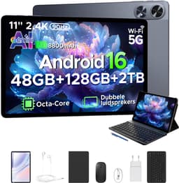 POCKAM P11 Pro - Tablet - 48 GB RAM (8+40 GB) + 128 GB ROM (2 TB/TF) - 11 inch FHD+ 90 Hz - Android 16 - 8800 mAh/18 W - T7250 - Dubbele luidsprekers - Gemini AI - Face ID - Widevine L1 - Complete accessoirebundel met toetsenbord en stylus - Grijs — thumbnail 1