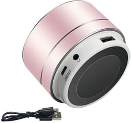 Oneay Mini draadloze speaker, draagbare Bluetooth-speaker met HD-geluid, 4 uur speeltijd, ingebouwde microfoon, TF-kaartsleuf, FM-radio en ledverlichting voor thuis en op reis - Roze — thumbnail 7